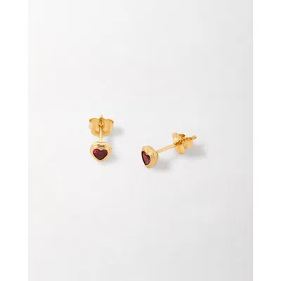 Edge Of Ember Solid Gold Heart Ruby Stud Earrings