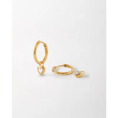 Edge Of Ember Solid Gold Heart White Sapphire Hoop Earrings