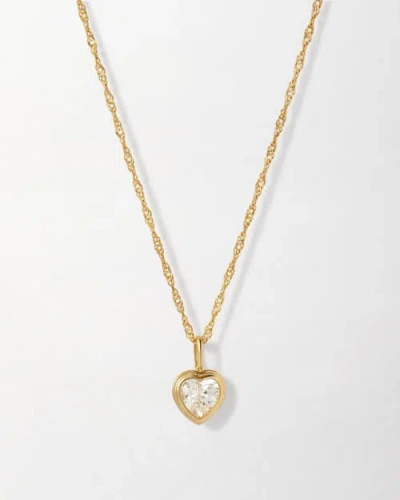 Edge Of Ember Solid Gold Heart White Sapphire Necklace