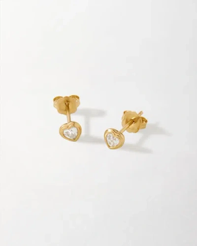 Edge Of Ember Solid Gold Heart White Sapphire Stud Earrings