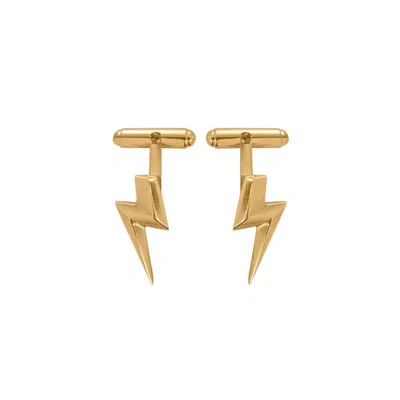 Edge Only Men's Gold 3d Flat Top Lightning Bolt Cufflink