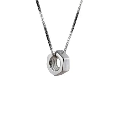 Edge Only Men's Hex Nut Pendant Long Sterling Silver