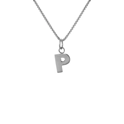 Edge Only Men's Letter Pendant "p" Initial Necklace Sterling Silver