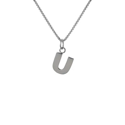 Edge Only Men's Letter Pendant "u" Initial Necklace Sterling Silver