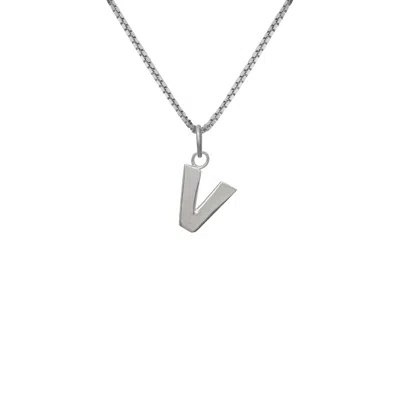 Edge Only Men's Letter Pendant "v" Initial Necklace Sterling Silver