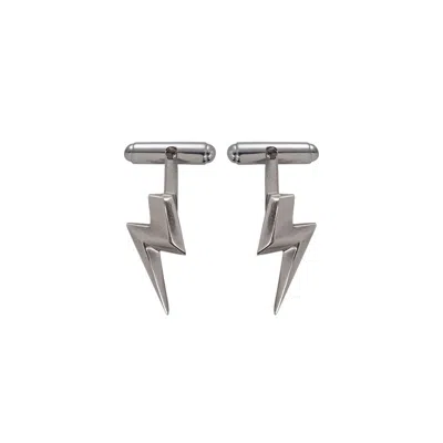 Edge Only Men's Silver 3d Flat Top Lightning Bolt Cufflinks