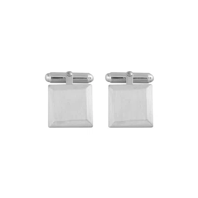Edge Only Men's Silver Bevelled Square Cufflinks In Metallic