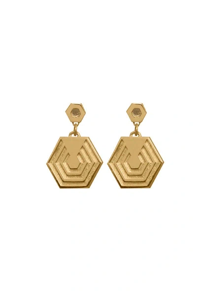 Edge Only Women's Hexagon Drop Earrings 18ct Gold Vermeil
