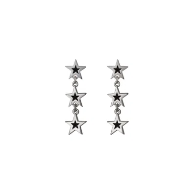 Edge Only Women's Megastar 3 Star Drop Earrings Black Sterling Silver