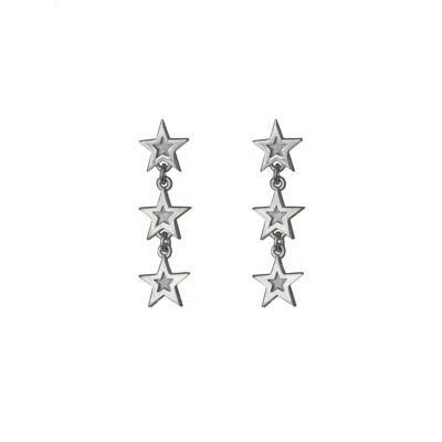 Edge Only Women's Megastar 3 Star Drop Earrings Sterling Silver