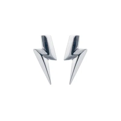 Edge Only Women's Silver 3d Flat Top Lightning Bolt Earrings