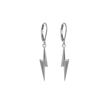 Edge Only Women's Silver Pointed Lightning Bolt Drop Earrings