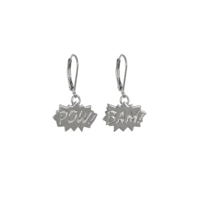 Edge Only Women's Silver Pow! & Bam! Drop Earrings