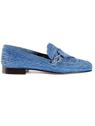 Edhen Milano Agadir Straw Loafers In Blue