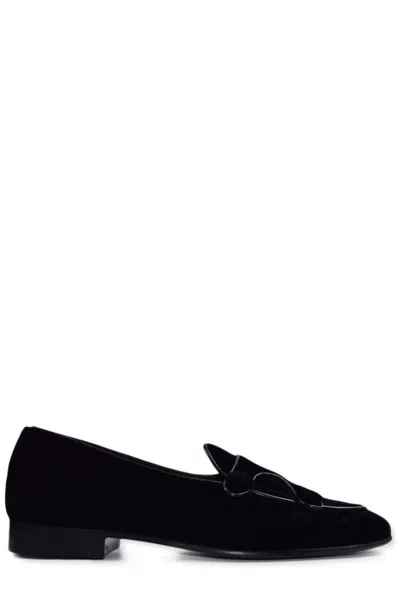 Edhen Milano Almond Toe Slip-on Loafers In Black