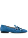 Edhen Milano Double-buckle Suede Loafers In Blue
