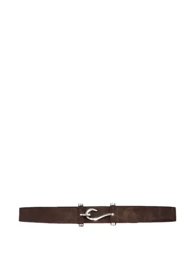 Edhen Milano Hook-buckle Suede Belt In Brown