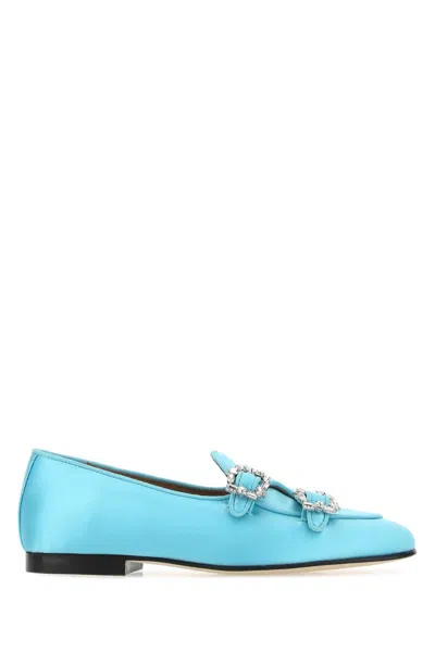 EDHEN MILANO EDHEN MILANO LIGHT-BLUE SATIN BRERA LOAFERS