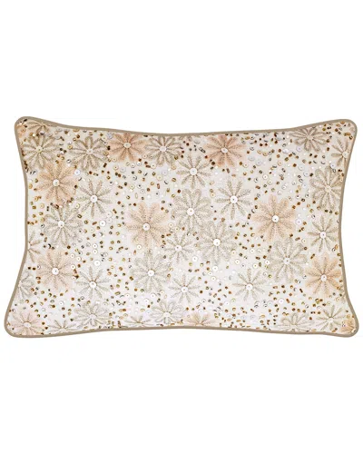 Edie Home Celebrations Metallic Floral Decorative Pillow In Neutral