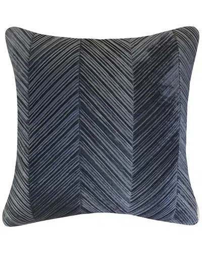Edie Home Chevron Velvet Decorative Pillow In Blue
