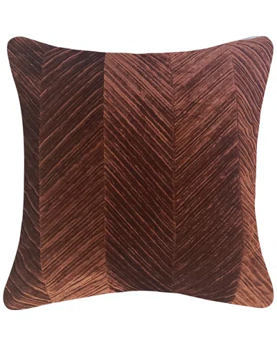 Edie Home Chevron Velvet Decorative Pillow In Brown