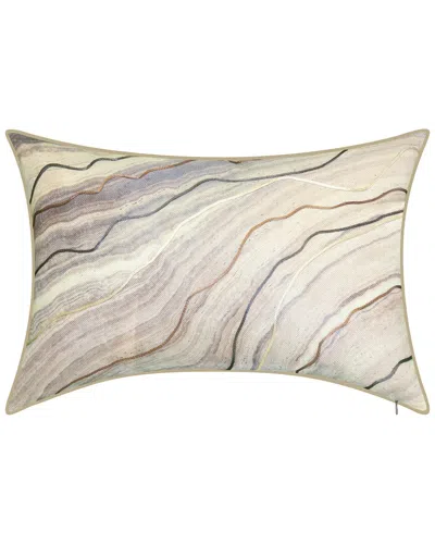 Edie Home Corded Marble Lumbar Decorative Pillow In Neutral