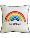 Edie Home Discontinued  'be Proud' Rainbow Decorative Pillow In White