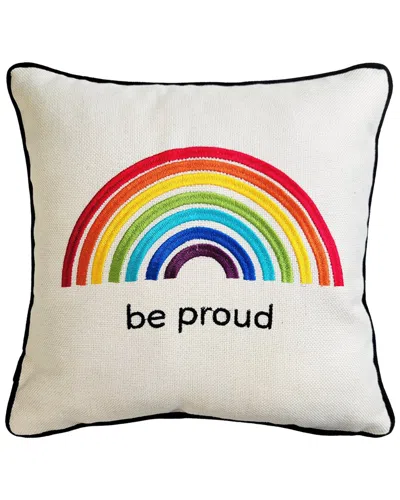 Edie Home Discontinued  'be Proud' Rainbow Decorative Pillow In White