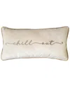 Edie Home Discontinued  'chill Out' Embroidered Typography Decorative Pillow In White