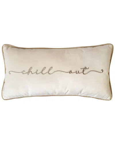 Edie Home Discontinued  'chill Out' Embroidered Typography Decorative Pillow In White