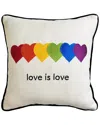 Edie Home Discontinued  'love Is Love' Hearts Decorative Pillow In White