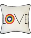Edie Home Discontinued  'love' Rainbow Decorative Pillow In White