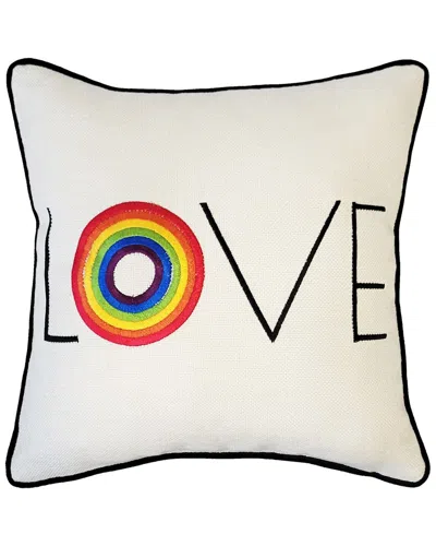 Edie Home Discontinued  'love' Rainbow Decorative Pillow In White