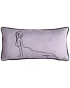 Edie Home Upward Dog Linework Embroidered Decorative Pillow In Purple
