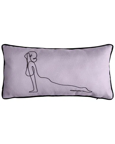 Edie Home Upward Dog Linework Embroidered Decorative Pillow In Purple