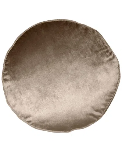 Edie Home Panne Velvet Round Decorative Pillow In Mushroom