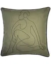 Edie Home Edie@home Embroidered Relaxed Figure Pillow Cover In Green