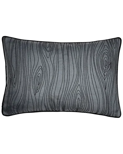 Edie Home Edie@home Embroidered Wood Grain Pillow Cover In Grey
