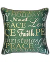 Edie Home Edie@home Holiday Typography Decorative Pillow Cover In Green