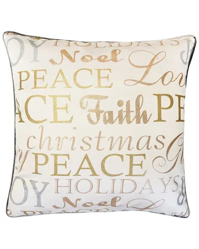 Edie Home Edie@home Holiday Typography Decorative Pillow Cover In Sand