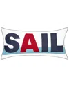 Edie Home Edie@home Indoor & Outdoor Bold Ahoy Reversible Nautical Lumbar Decorative Pillow In Navy