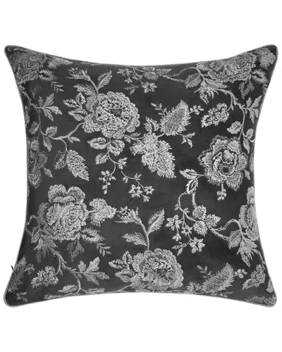 Edie Home Edie@home Velvet Crewel Embroidery Decorative Pillow In Black