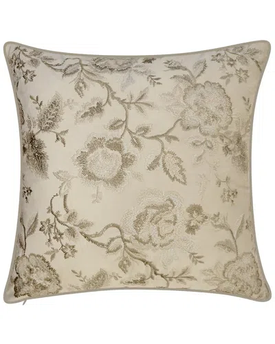Edie Home Edie@home Velvet Crewel Embroidery Decorative Pillow In Brown