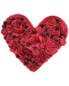 Edie Home Edie@home Velvet Floral Heart Shaped Dimensional Decorative Throw Pillow In Red