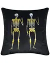 Edie Home Edie@home Velvet Halloween Rocker Skeletons Decorative Pillow In Black