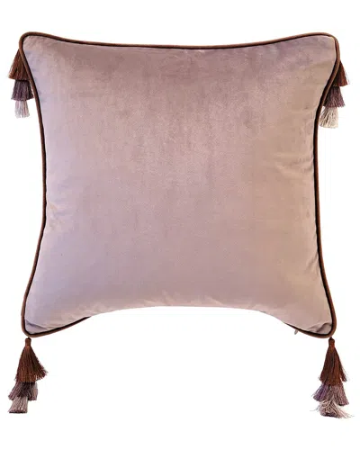 Edie Home Edie@home Velvet Reversible Tassel Decorative Pillow In Pink