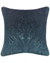 Edie Home Embossed Panne Velvet Decorative Pillow In Teal