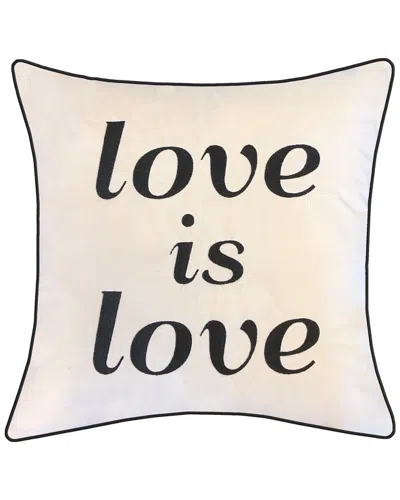 Edie Home Embroidered Love Is Love Decorative Pillow In White
