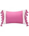 Edie Home Indoor/outdoor Colorblock Tassel Fringe Lumbar Decorative Pillow In Fuchsia