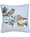 Edie Home Indoor/outdoor Embroidered Birds On Floral Branch Decorative Pillow